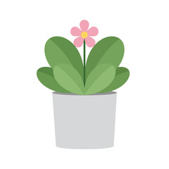 Minimalist illustration of a potted flower radiating subtle charm in an isolated setting