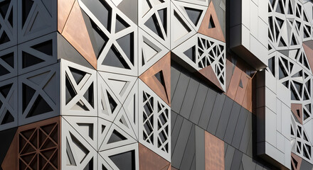 Abstract Modern Architectural Facade with Triangular Grid