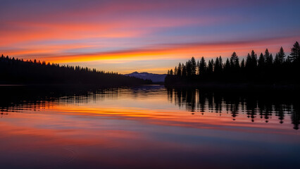 sunset over the lake
