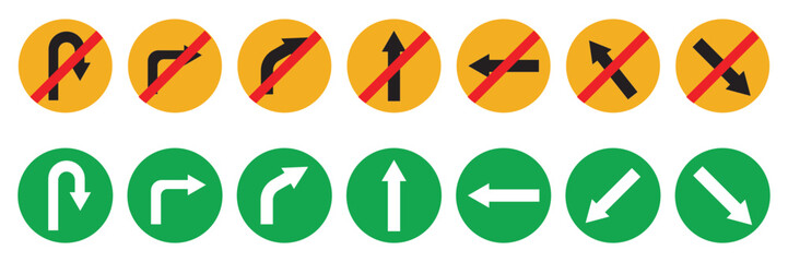 Road sign icons. Traffic signs.Priority, warning, prohibition, mandatory, information, Vector illustration	