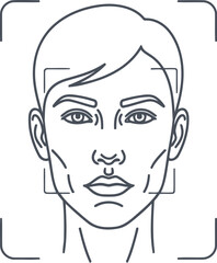 Facial recognition technology scanning a person s face outline