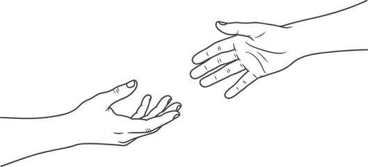Two outstretched hands reaching out to each other in support