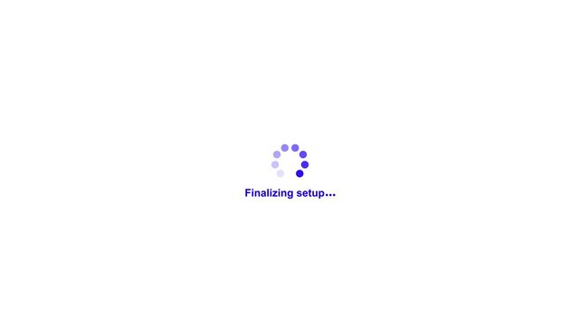 Loading spinner animation Finalizing setup. Spinning waiting icon on background. Loading circle animation. Seamless Loop