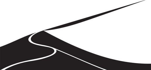 Abstract black and white graphic with flowing lines and sharp angles