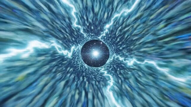 Cosmic tunnel with lightning effects