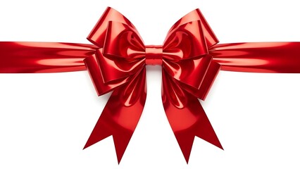 Beautifully tied bright red silk or satin decorative bow, suitable for high-end graphic design and e-commerce