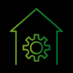 Smart home icon. Setting house symbol. Gear wheel Vector. Household automation system.