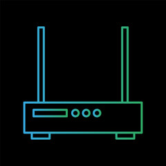 Router device icon. Wireless signal symbol. Internet modem Vector. Wi Fi connection equipment.