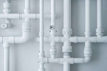 Water pipes system with sensors in a minimalist plumbing setup