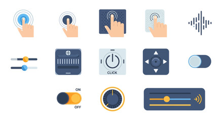 Collection of various control interface icons for smart home and technology devices.