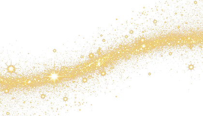 Wavy luminous golden dust trail transparent PNG overlay