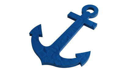 Isolated Blue Anchor Decoration for Maritime Theme Projects and Graphic Design Elements