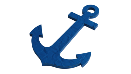 Isolated Blue Anchor Decoration for Maritime Theme Projects and Graphic Design Elements