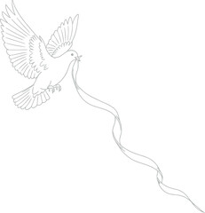 Fototapeta premium Elegant dove flying with a flowing ribbon symbolizing peace