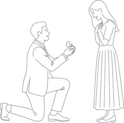 Man proposing marriage on one knee to woman