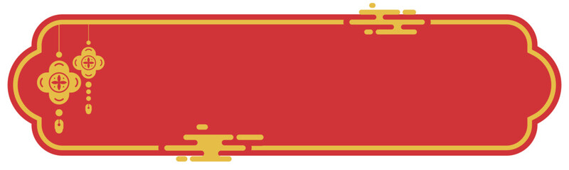 Festive Red Chinese New Year Banner with Golden Lanterns and Traditional Clouds