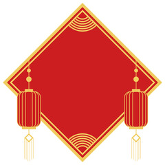 Festive East Asian Cultural Celebration Frame with Decorative Lanterns