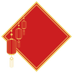 Chinese New Year Red Diamond Lanterns Decoration