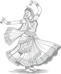 Elegant indian dancer in traditional attire performing graceful movements