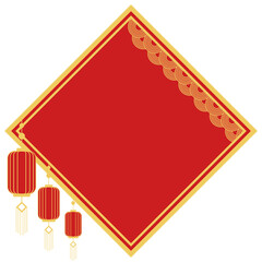 Red Diamond Frame with Traditional Lanterns for Chinese New Year