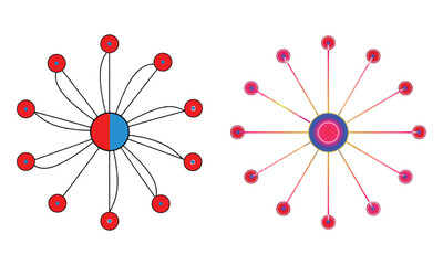 Abstract network diagrams illustrating data flow, connection, and communication