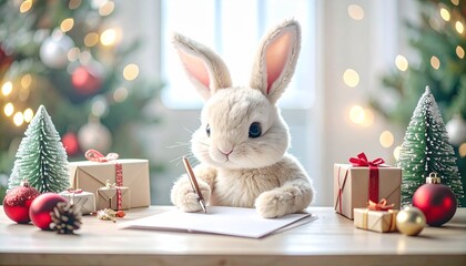 手紙を書くかわいいうさぎ