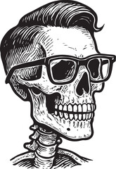 skull wearing nerdy glasses vector illustration