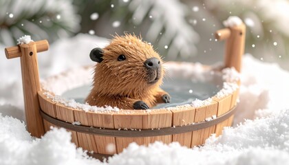 温泉に入るカピバラマスコット