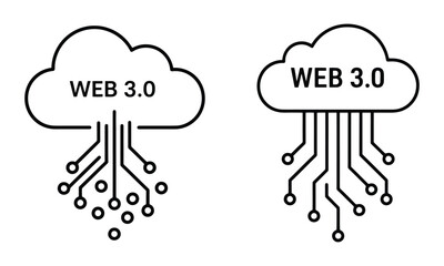 Web 3.0 cloud computing concept, decentralized internet connection icon