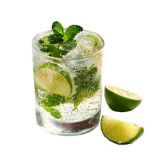 Refreshing Lime and Mint Drink in Clear Glass - Professional Image for Marketing Materials