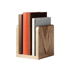 Minimalist Wooden Bookend Supporting Books and Magazine