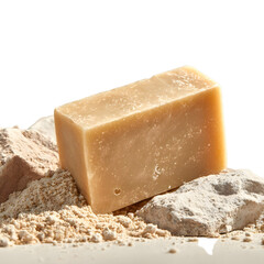 Luxurious Smooth Beige Soap Bar Against Clear Backdrop