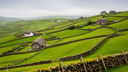 landscape with green fields