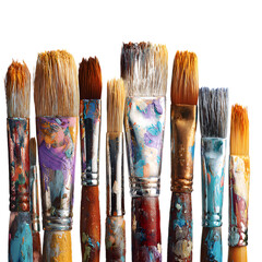 Varied Paintbrush Sizes Standing Vertically Displayed - Professional Art Supplies