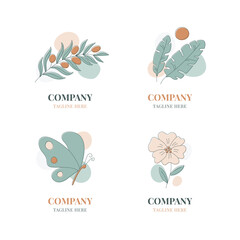 Hand drawn logo design with muted colors and clean lines