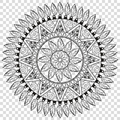 Geometric abstract mandala round ornament, a Simple design for coloring page, a floral pattern illustration vector