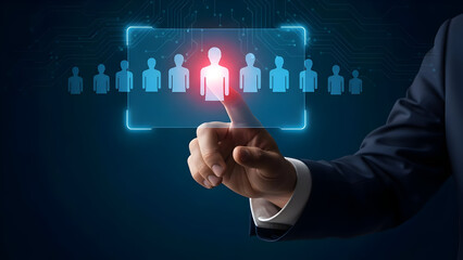 Businessman Selecting Ideal Candidate from Digital Interface