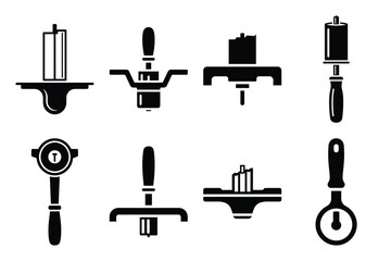 Set of Minimalist black pineapple corer kitchen tool silhouette icon set
