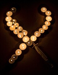 Close-up golden heart-shaped light pattern creating a warm, romantic, and artistic ambiance.