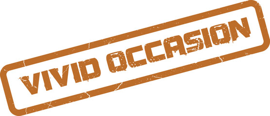 An orange distressed rubber stamp shows the text VIVID OCCASION for event promotion