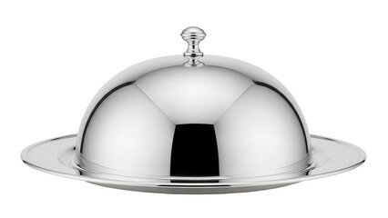 Obraz premium Silver plated butter dish with lid isolated PNG, elegant serving dish for breakfast or brunch on transparent background