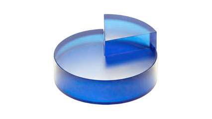 Blue Pie Chart Showing Growth on White Background