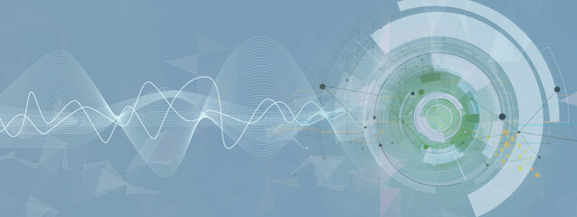 Technology and science dynamic banner or header. Connected neural network