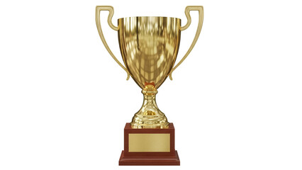 Golden trophy cup isolated PNG, award prize for winner of competition or championship on transparent background