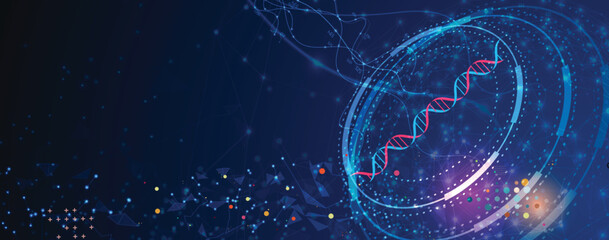 Technology and science dynamic banner or header. Connected neural network