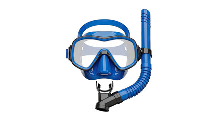 Blue Scuba Mask and Snorkel Isolated on White