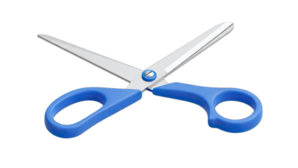Blue Scissors Open on White Background