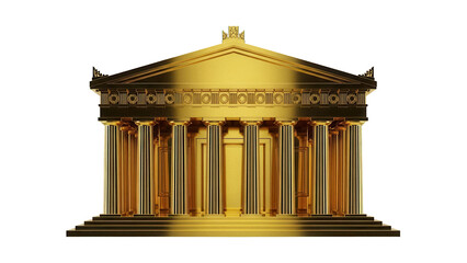 Golden Parthenon temple isolated PNG, ancient Greek architecture with columns on transparent...