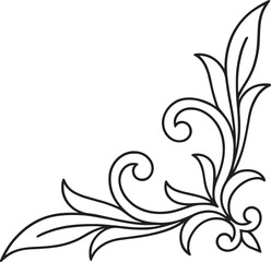 Black and white ornate floral corner flourish decorative element vector