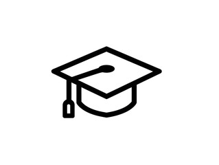 Graduation cap icon black isolated on white background
